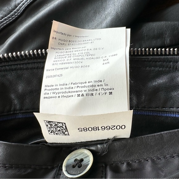 Hugo Boss Men's Black Calf Skin Leather Jacket | Size 44R - Picture 8 of 8